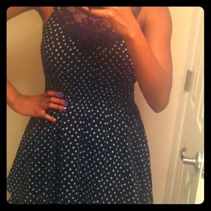 Polka dot dress with ruffle and lace