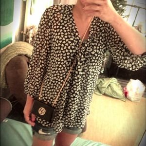 Sheer B&W Heart Print Blouse