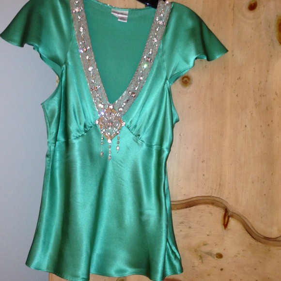 Jeweled top in100% silk by Tracy Reese - Picture 1 of 2
