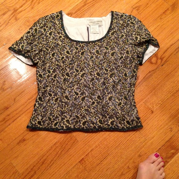 Vintage Paisley gold threaded and beaded top