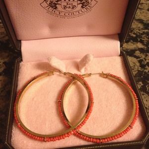 Juicy Couture Jewelry - New Coral Juicy Couture hoops!!! Juicy Couture Jewelry - New Coral Juicy Couture hoops!!!