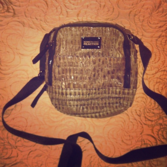 Kenneth Cole grey crocodile Messenger bag