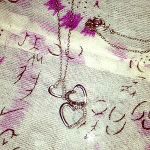 Sterling Silver diamond accent 3 heart necklace