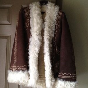 BCBG Maxazria Shearling Suede Coat Size Small