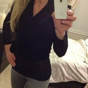 Kenzie Black Crochet Knit Wrap Sweater