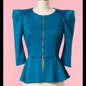 Teal Peplum Top