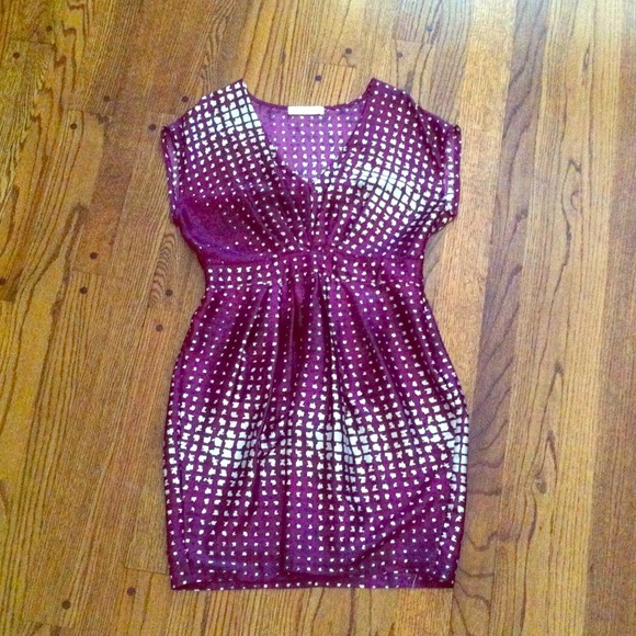 Lush purple/cream/black print dress