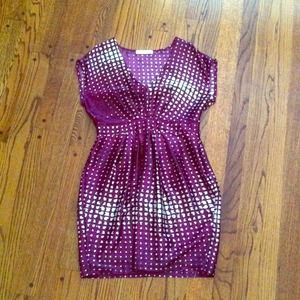 Lush purple/cream/black print dress