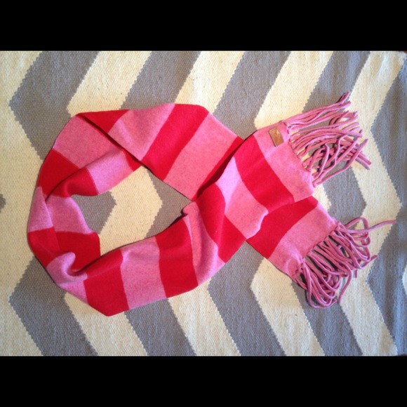 SOLD Coach Pink and Red Striped Wool Scarf