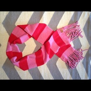 SOLD Coach Pink and Red Striped Wool Scarf