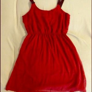 Dark red chiffon dress