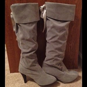 8.5 Gray Suede- knee high boots