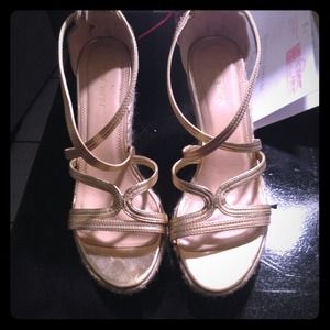 Nine West gold wedges