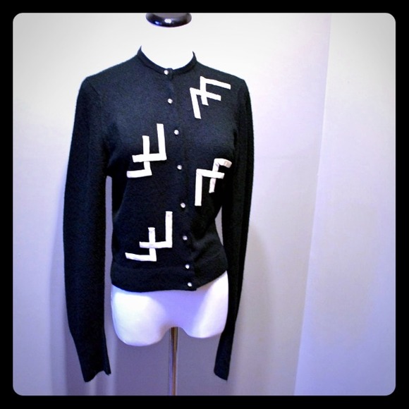 Vintage 50s Rockabilly Orlon Satin Chevron Sweater