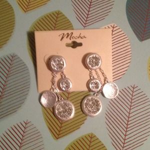 Mocha silver circle drop earrings brand new