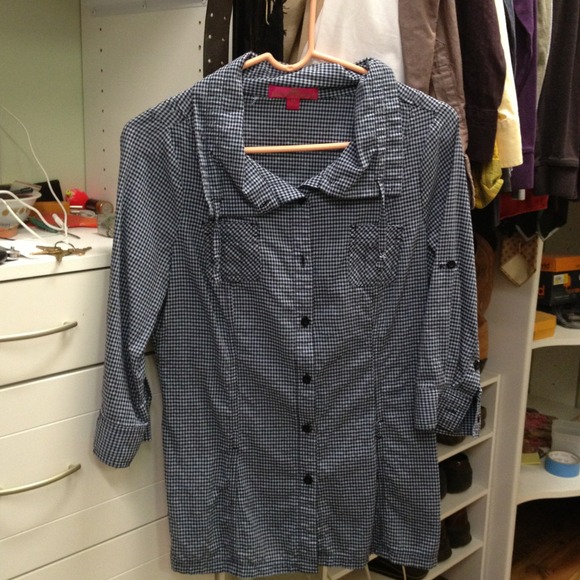 Blue/black button down shirt