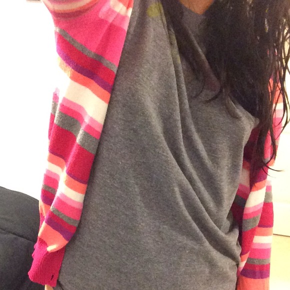 Pink With Horizontal Lines Cardigan - Picture 2 of 3