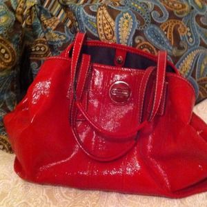 Coach red patent leather satchel