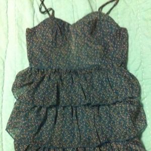 Forrest Green Floral Ruffled Dress