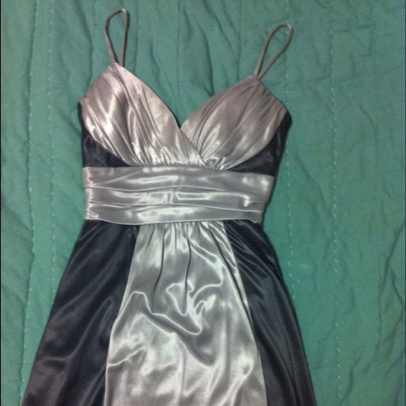 Dark Green/Silver Silk Dress - Picture 1 of 1