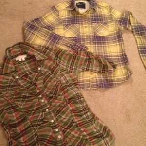 2 flannel tops