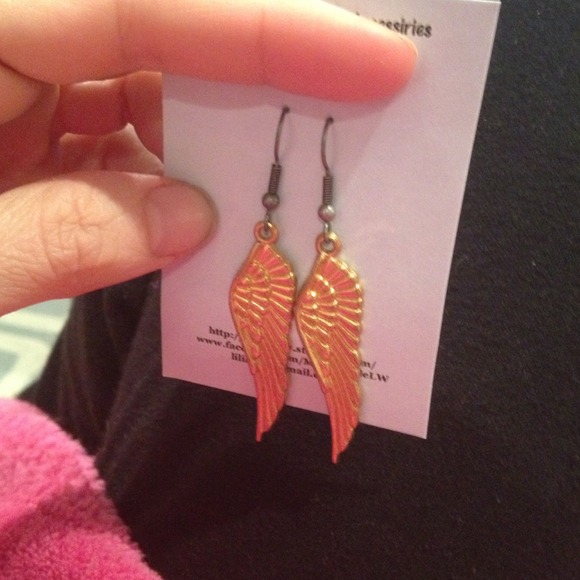 Gold angel wing earrings