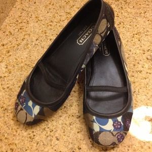 RESERVED Coach Jessie Patchwork Blue Ballet Flats