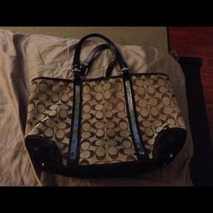 *RESERVED* Coach canvas beaded tote bag