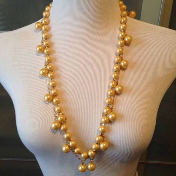 J. Crew Jewelry - J Crew gold pearl necklace