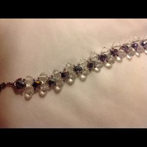 New Handmade Brn/Clr Swarovski Crystal Bracelet
