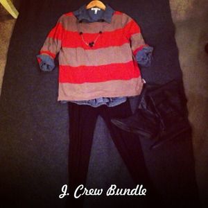J.Crew Bundle! Necklace and striped rugby top.
