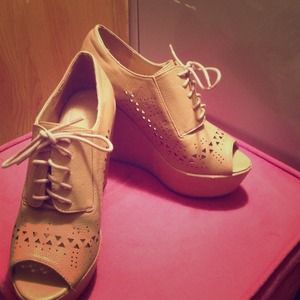 Forever 21 peep toe wedges