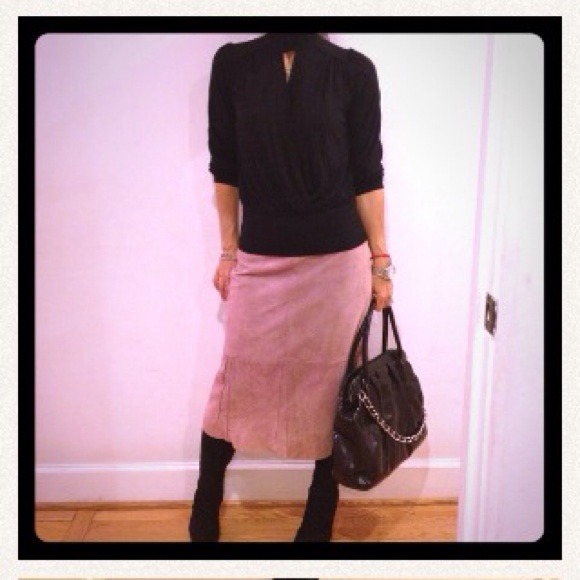 GONe BANANA REPUBLIC suede skirt light pink - Picture 1 of 4