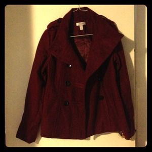 Dark Red Wool Military Style Jacket