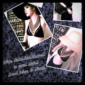 Beige & Black wide brimmed hat!