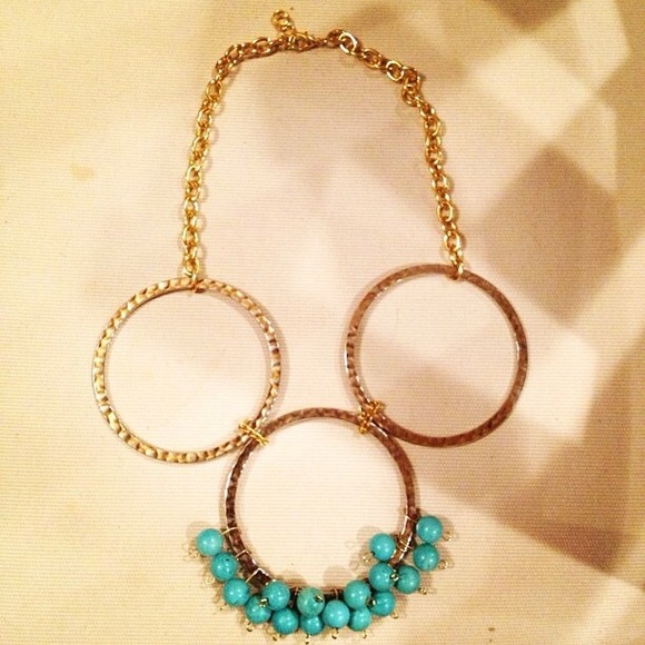 Gold hoop and turquoise necklace - Picture 1 of 2