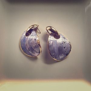Shades of purple painted shell earrings
