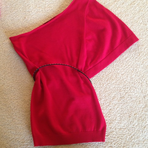 Sweaters - Newly reduced! Pretty red, one shoulder sweater