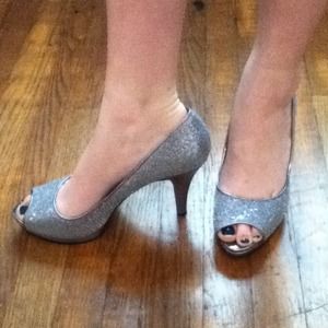 Silver, glittery  heels
