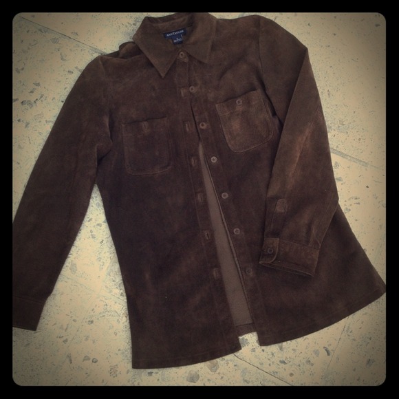 Ann Taylor brown suede shirt jacket