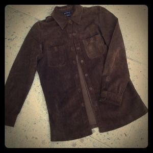 Ann Taylor brown suede shirt jacket