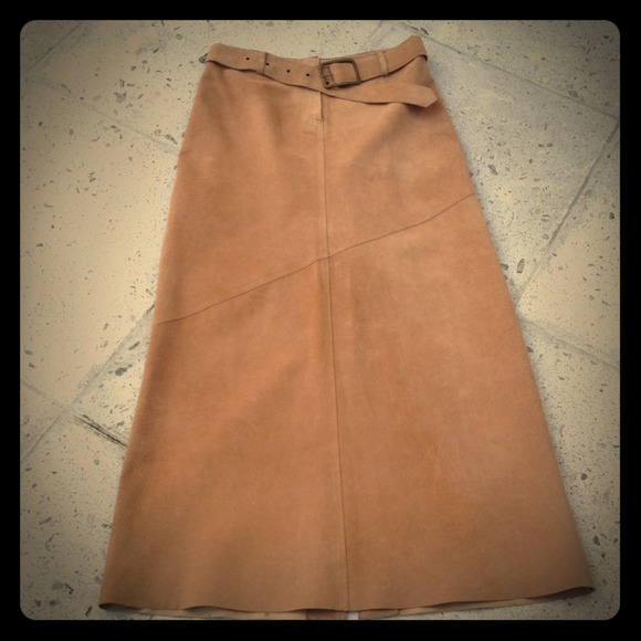 tan suede maxi skirt