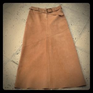 tan suede maxi skirt