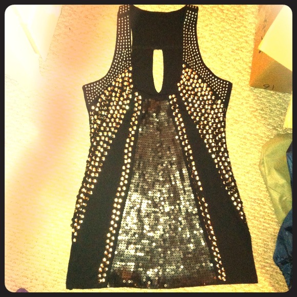 Black Arden B sequin/stud party dress/tunic
