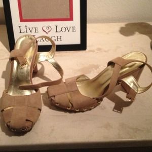 Tan suede & gold shoes