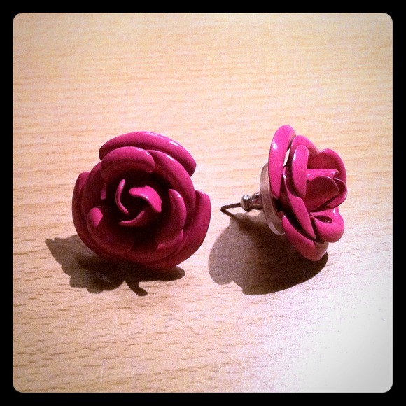 Pink Rose Earrings
