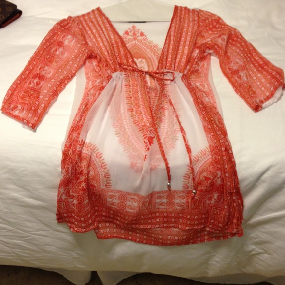 Outerwear - Very cute orange beach boho chic cover up