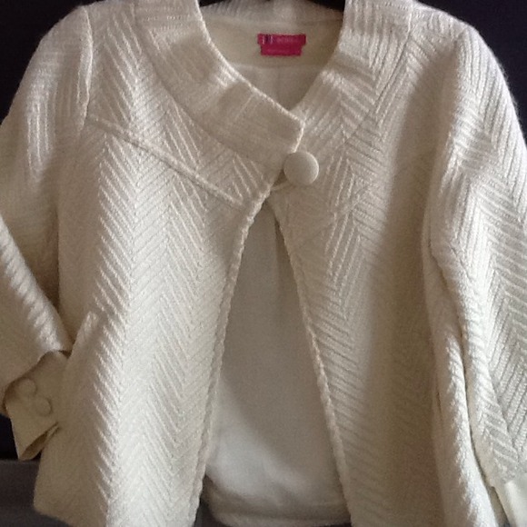 Herringbone white cream Jackie o jacket
