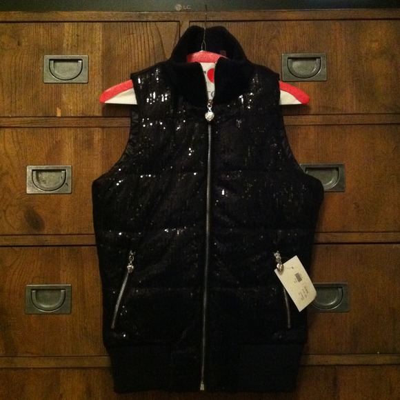 Twisted Heart black sequin winter vest
