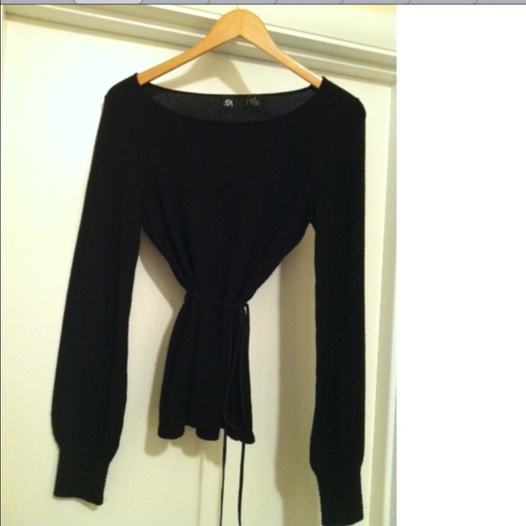 Saks Fifth Avenue Black Sweater w/accent cuffs.